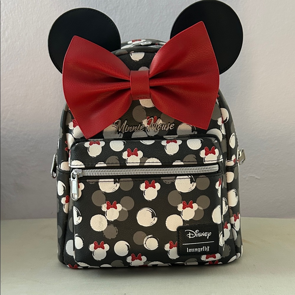 Disney Minnie Mouse Polka Dot Backpack - Black, Red, and White